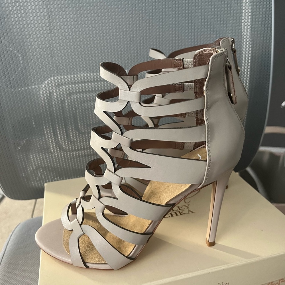 Elegant Gray Strappy Heels